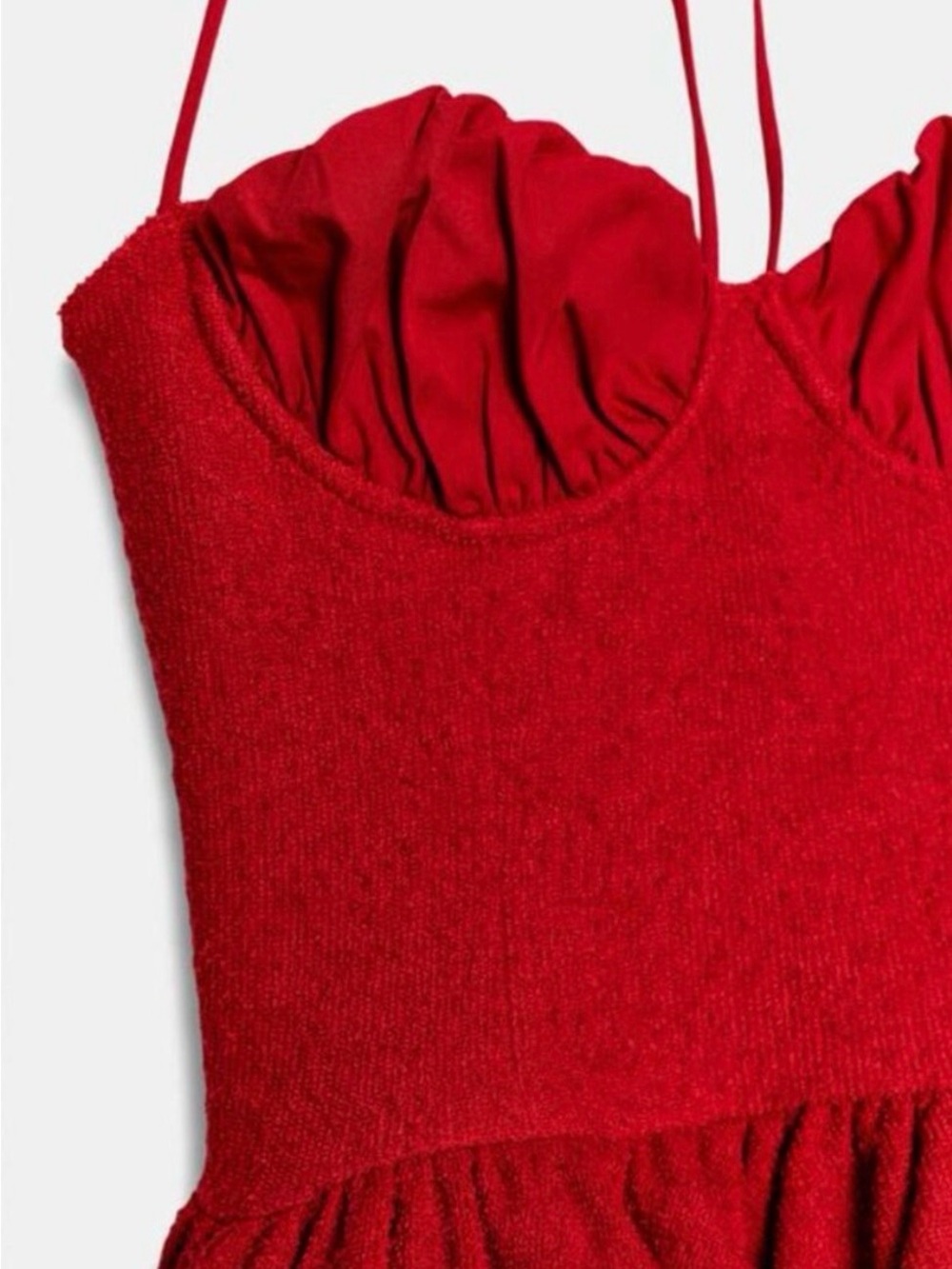 ZARA Red Halter Ruffle Bustier Top - Picture 3 of 3